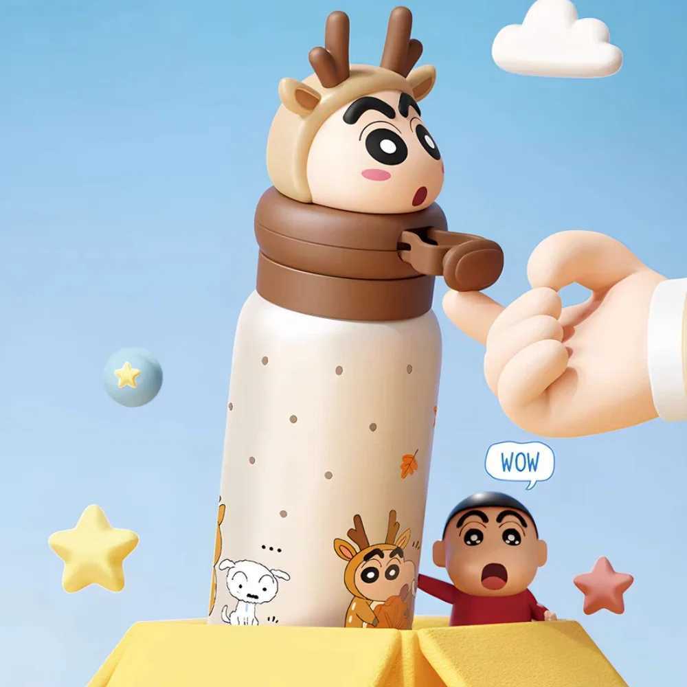 400Ml Anime Crayon ShinChan Thermos Cup Stainless Steel Vacuum Flask Cartoon Dolls Student Water Bottle Tumbler Girls Cups Gift C251008