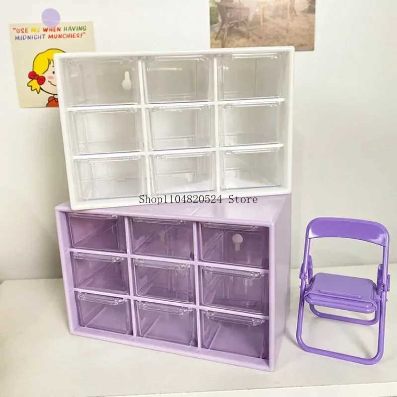 esktop Transparent 9Grid Storage Box Organizer Small Drawer Partitioned WallMounted Sundries Organizer for Student Desk Cute C251008