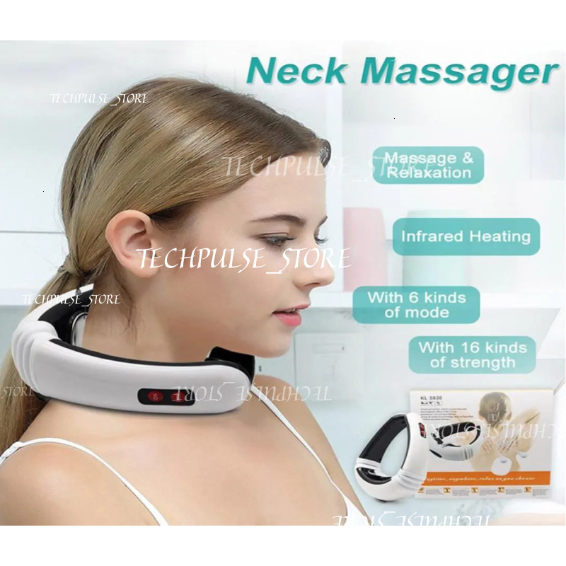 Electric Neck Massager Pulse Back 6 Modes Power Control Far Infrared Heating Pain Relief Tool Health Care tech73 Relaxation Hine8855222894038