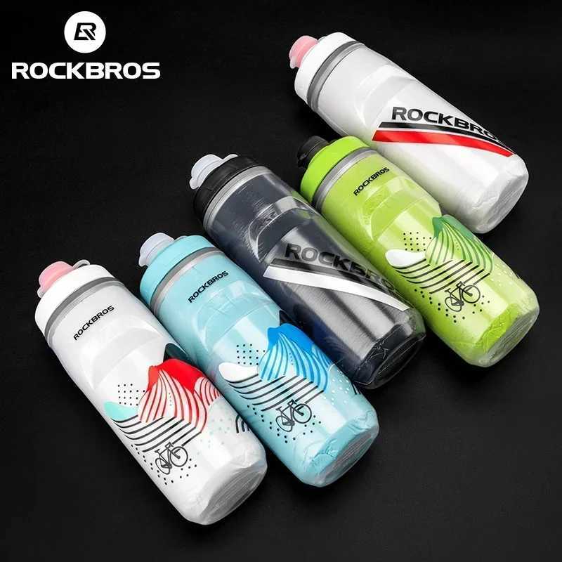 ROCKBROS Cycling Water Bottle Cold Water Insulated Thermal Silicone Bottle Fitness Outdoor Bicycle Portable 620ml Water Kettle C251008