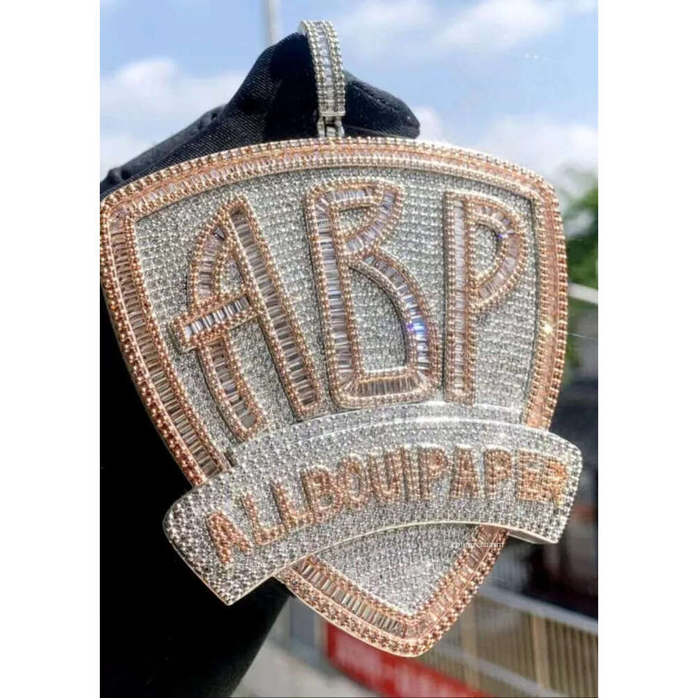 custom pendant cuban Moissanite chain Dia Necklace Iced Out Hip Hop Letter Name Pendant Chain For Men Custom Jewelry