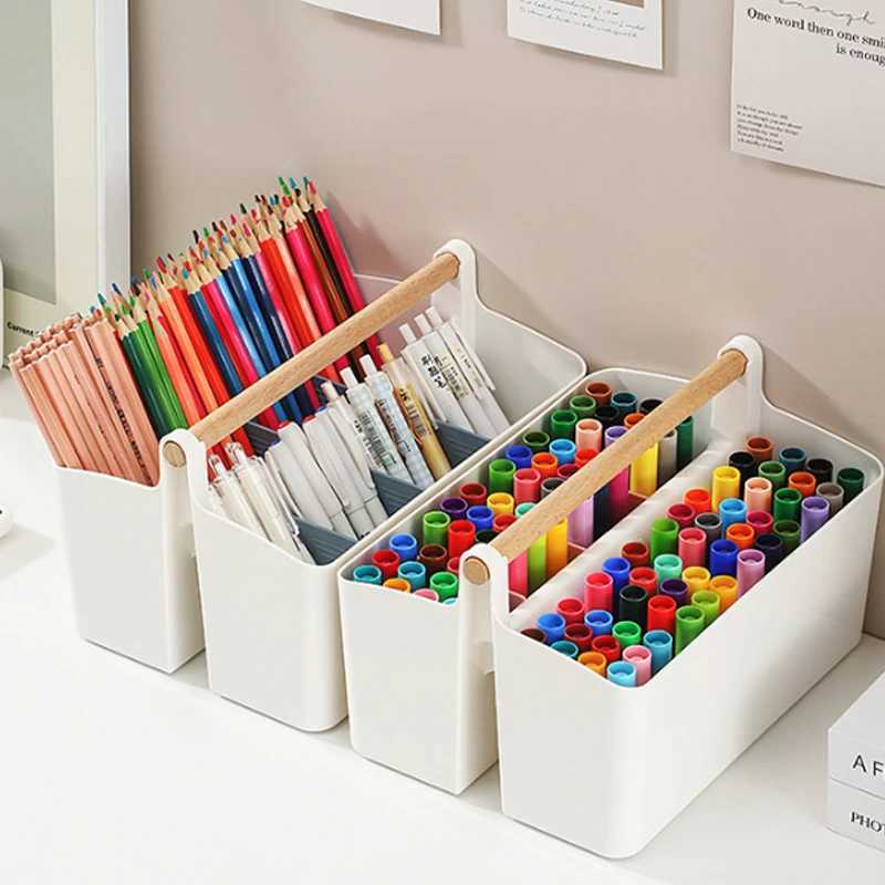 Storage Box Desktop Stationery Cosmetic Storage Holder Large Capacity Sundries Storage Basket School Office Portable Pen Holder C251008