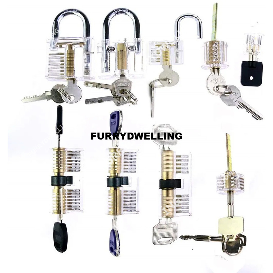 Dwe74 Door S 9Pcs Transparent Locks Locksmith Practice Lock Set 001 230314
