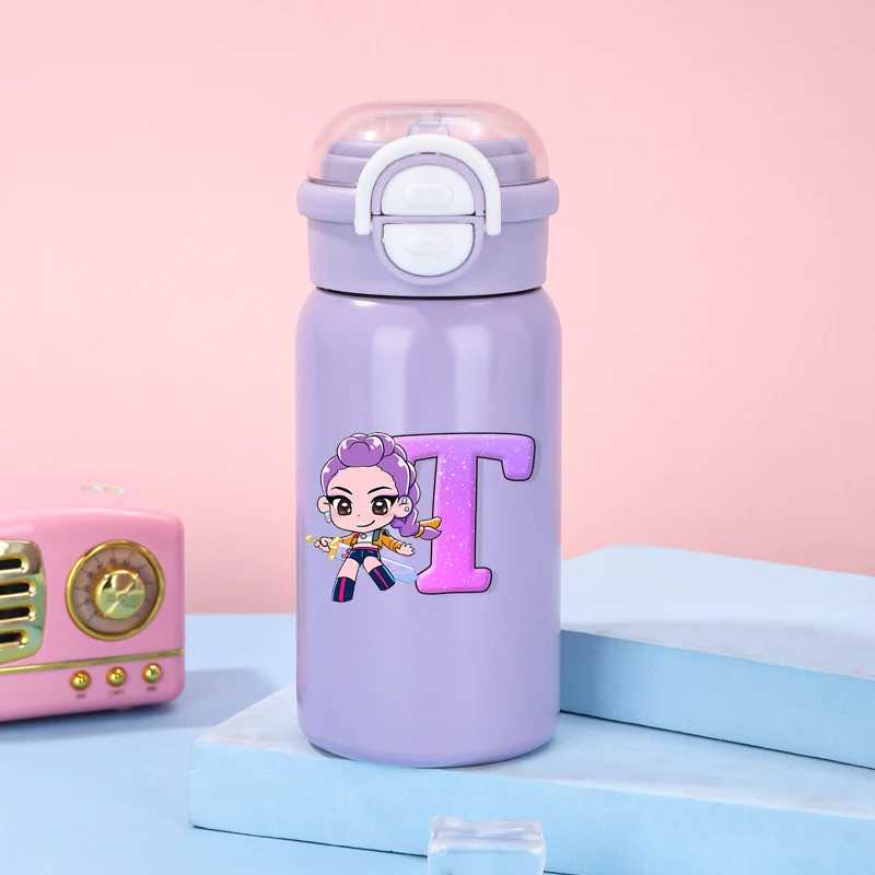 Kpop Demon Hunters Stainless Steel Insulated Cup for Women Anime Cartoon Fashion Water Cups Students Portable Draw Cup Gifts C251008