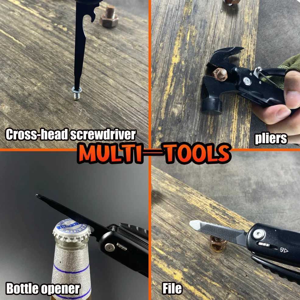 Multifunctional claw hammer multipurpose mini hammer outdoor camping and mountaineering tools multitool pliers mens gift J251121