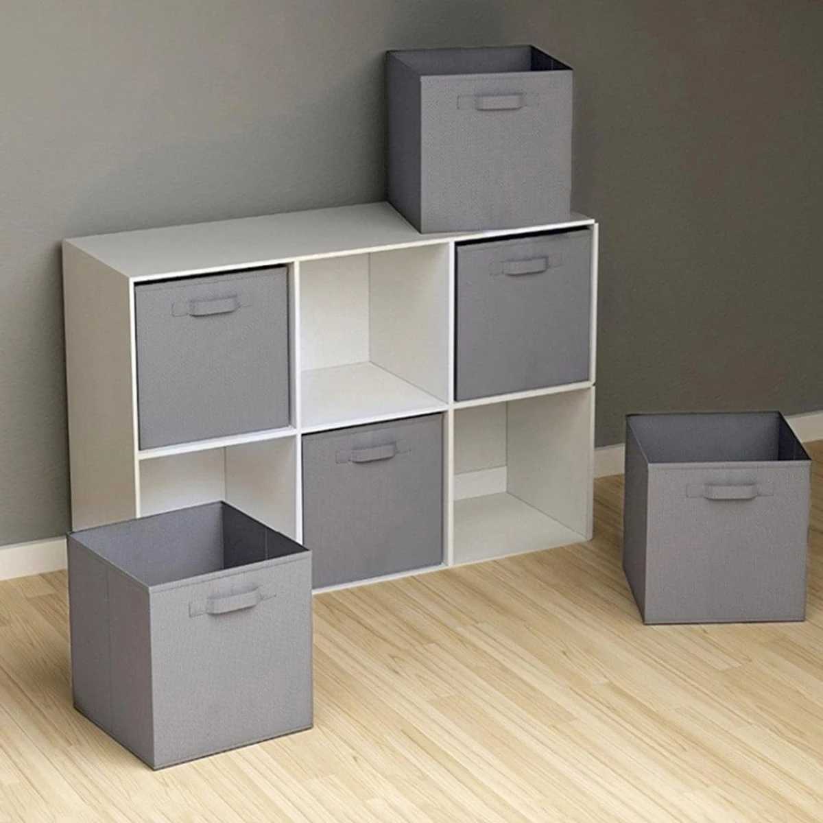 1pc Grey uncovered square storage box with foldable fabric for household use snacks and miscellaneous items sorting basket C251008