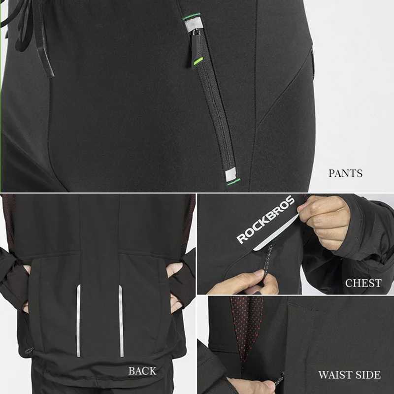 ROCKBROS Long sleeve Cycling Sets Winter Thermal Fleece Jersey Windproof Reflective Jacket Bicycle Sportswear Cycling Clothings J251008