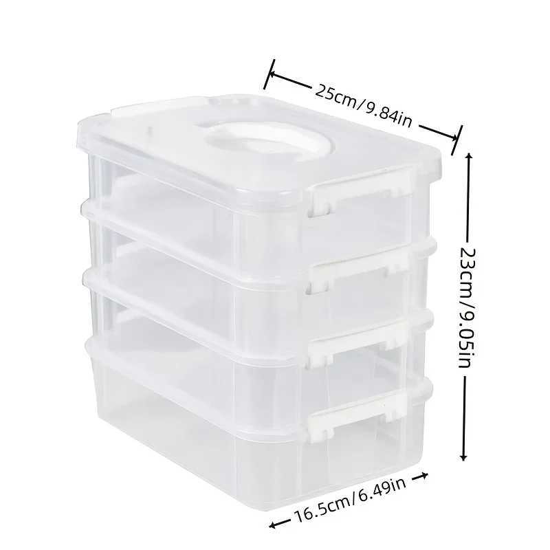 Extra Large 4Tier Stackable Storage Box with Lid Clear Plastic Organizer Toy Building Block Storage Box C251008