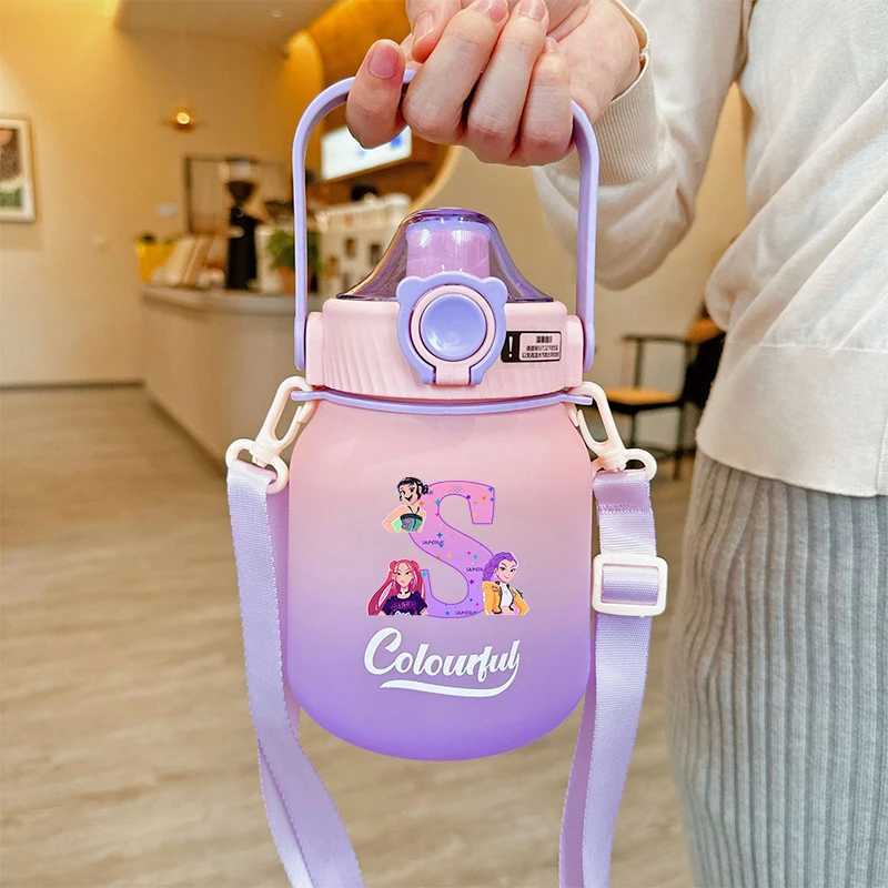 Kpop Demon Hunters High Quality Large Belly Cup Cartoon Letter Printed Water Cup Students Portable Highcapacity Water Bottle C251008