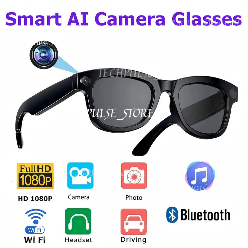 New AI Smart Glasses HD 1080P Polarized Sunglasses Mini Camera Video Recorder Security Sports DVR tech73 Surveillance Camcorder