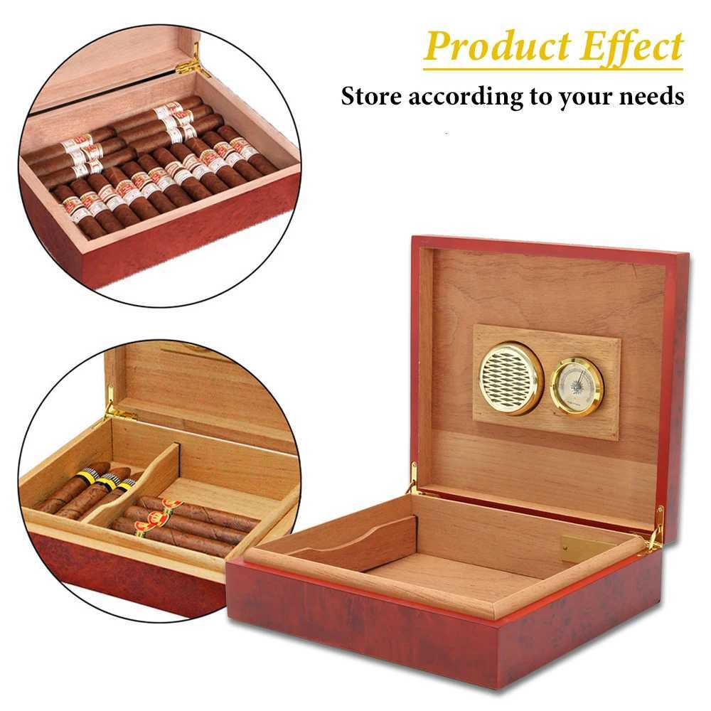 20 Count Cigar Humidor Box Wood Lined Portable Smoking Accessories Humidor Humidifier With Hygrometer Case Moisturizing Device Y251008