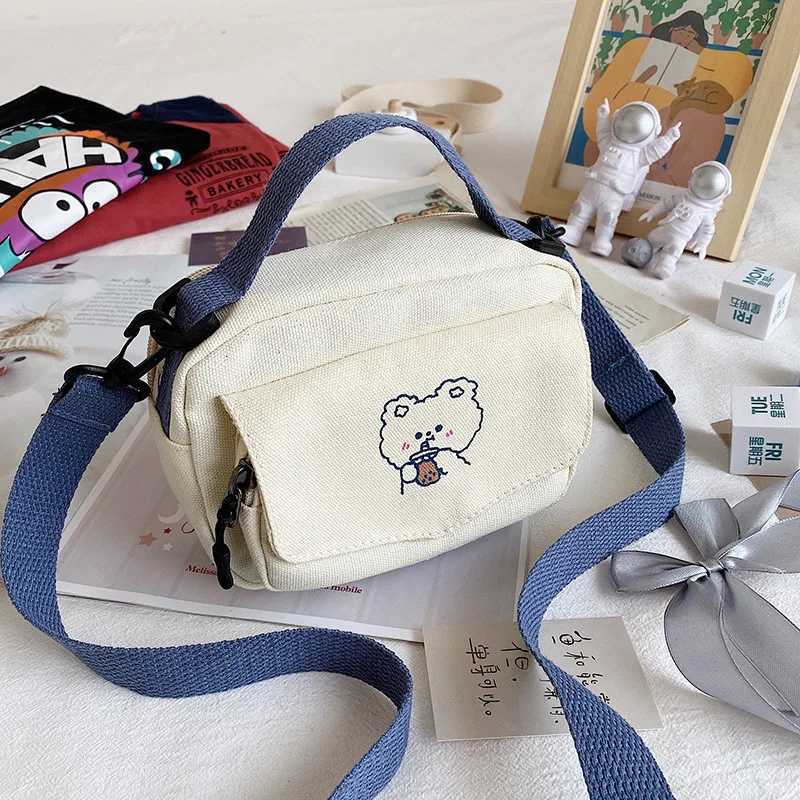 Cute girl canvas bag collision color cute Japanese waterproof travel crossbody bag student shoulder bagT251007