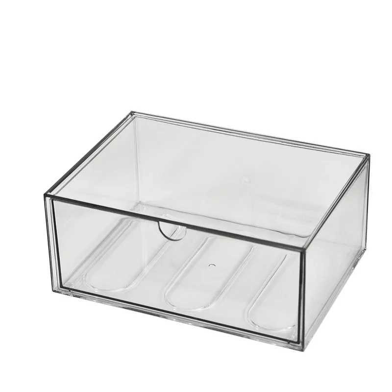 1PCS Transparent Plastic Drawer Storage Box Organizer Display Box Dustproof Largecapacity Storage Box Stationery Storage Rack C251008