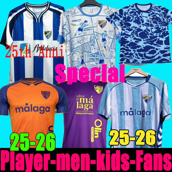25-26 new Malaga CF Soccer Jerseys 2025 away JUANPI Luis Munoz Febas ADRIAN Football Shirt Burgos Casas Juankar camiseta de fUtbol Juande Febas Uniforms men kids kit