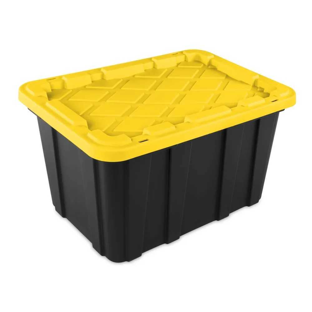 27 Gallon Heavy Duty Plastic Storage Bin with SnapOn Lid Stackable Totes Garage Basement Attic Transport and Organization C251008
