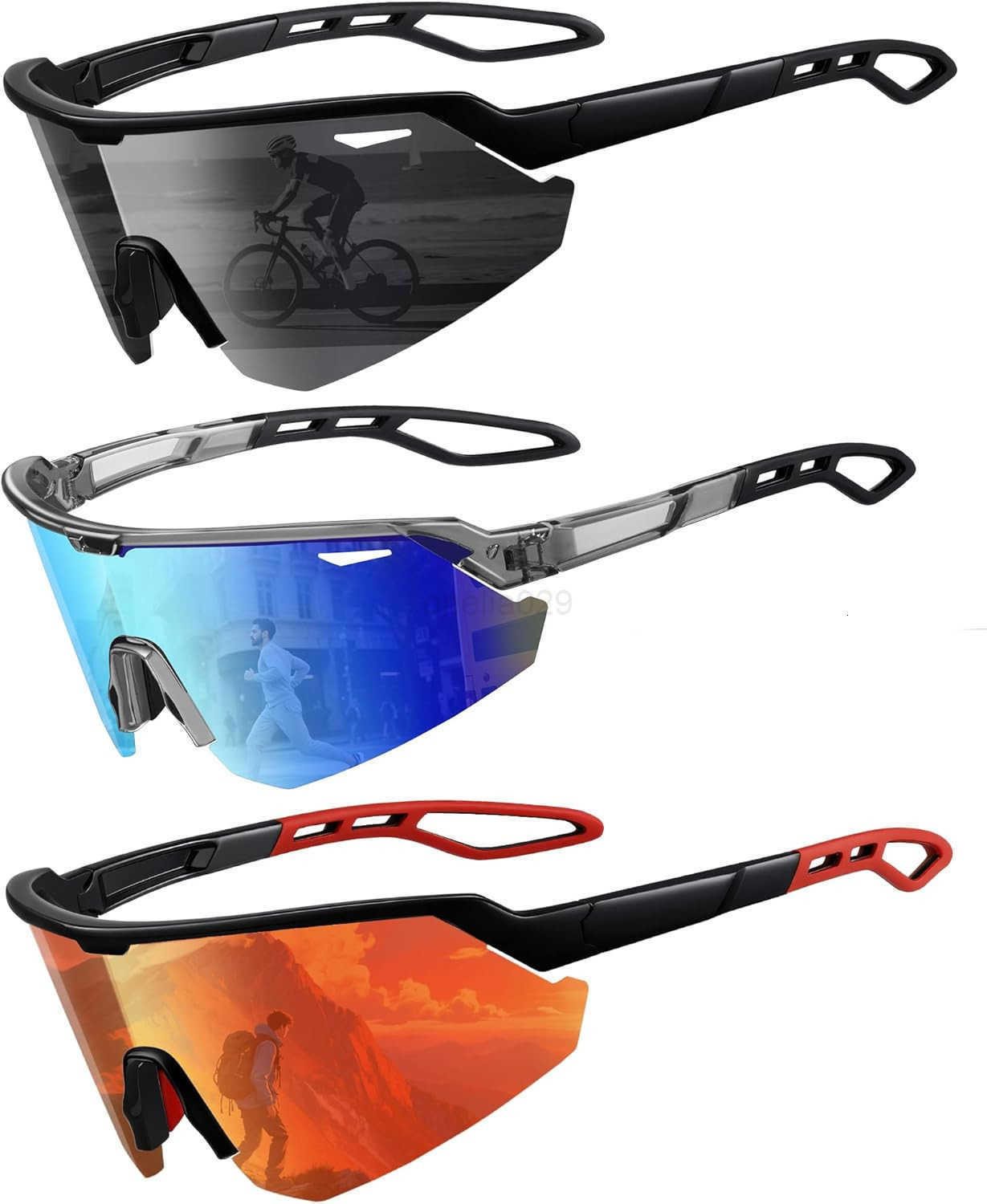 Polarized Sports Sunglasses for Men Women UV400 Protection Lightweight 24g for Running Cycling Baseball Fishing W251008