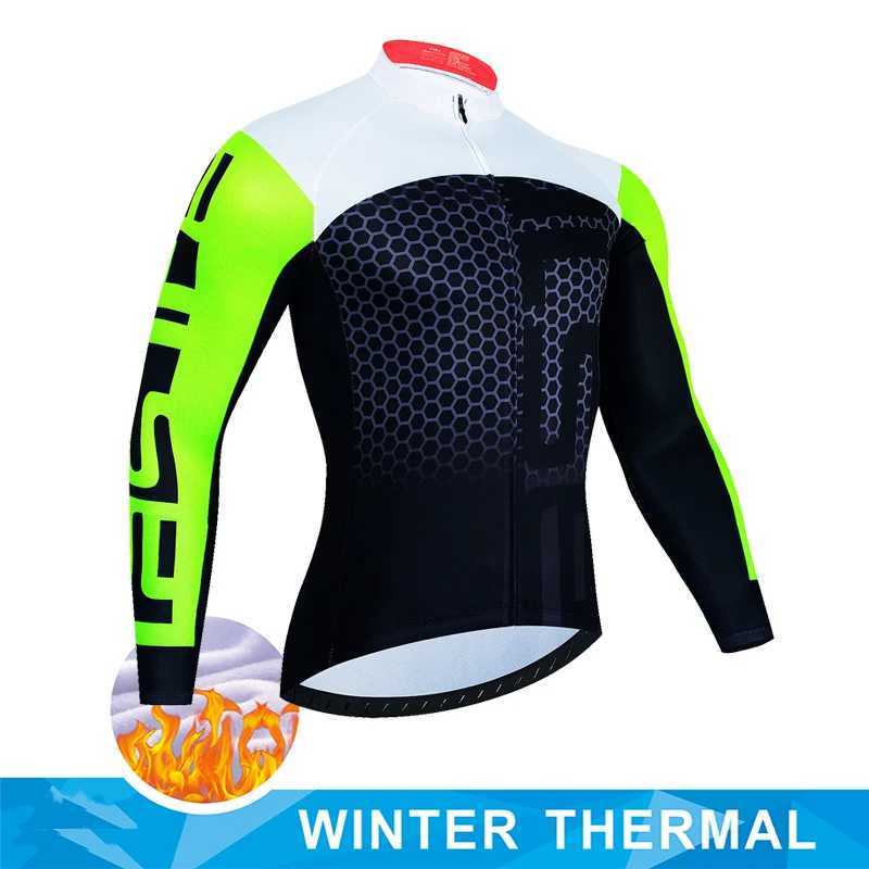 2024 Men Winter Thermal Fleece Cycling Jersey Ciclismo MTB Bicycle Clothing Bike Shirt Cycling Equipement Outdoor Warm Jacket J251008
