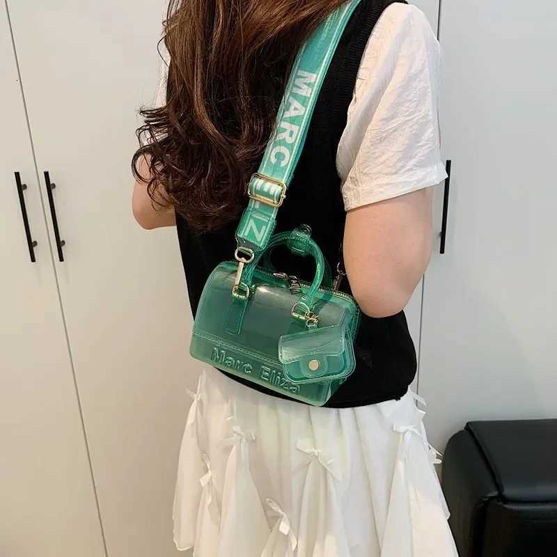 Fashionable Macaron Colored Shoulder Crossbody Bag Womens Handbag Jelly Material Versatile Handbag Medium Hardness Zipper ClosuT251007