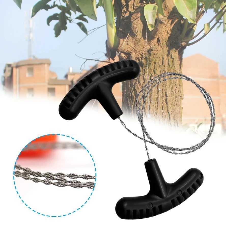 Outdoor Camping Hiking hand rope saw Portable Stainless Steel Wire Saw with Finger Handle Survive Tool camping accsesorios J251121