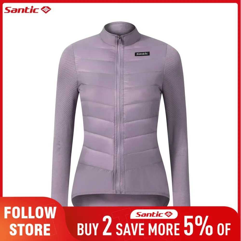Santic Womens Down Coats Winter Long Sleeve Down Jersey Outdoor Keep Warm MTB Road Windproof Lightweight Cycling Down Jackets J251008