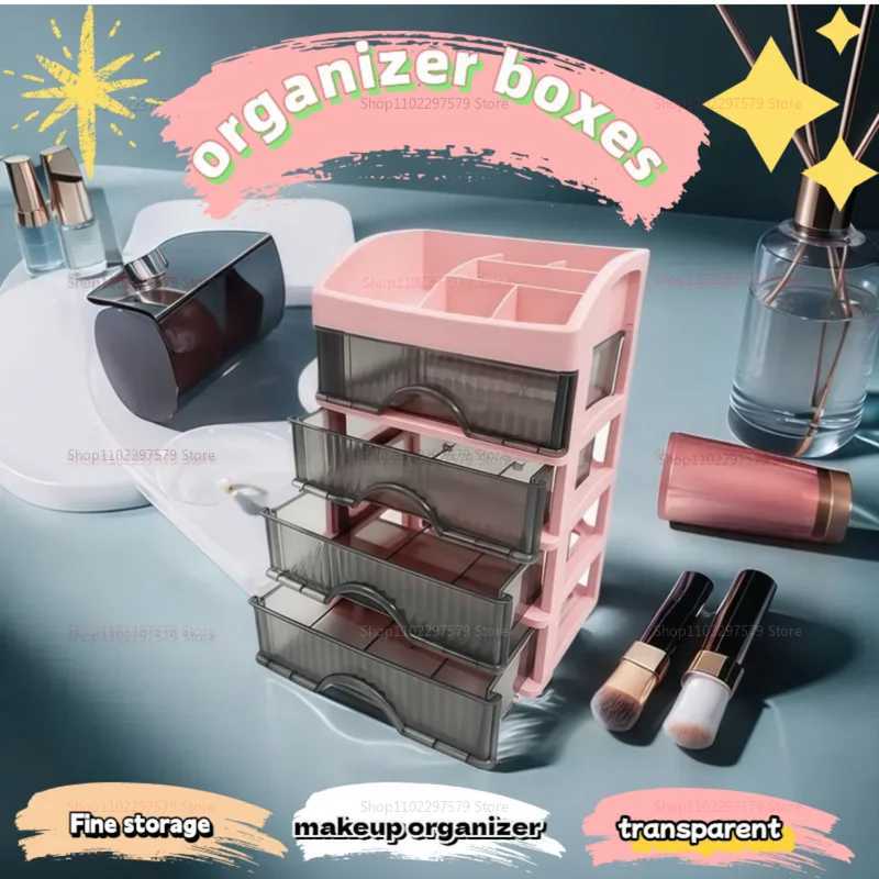 Luxury Light Desktop Storage Box Drawer for Cosmetics Jewelry Makeup Organizer MultiLayer Dorm Room Shelf C251008