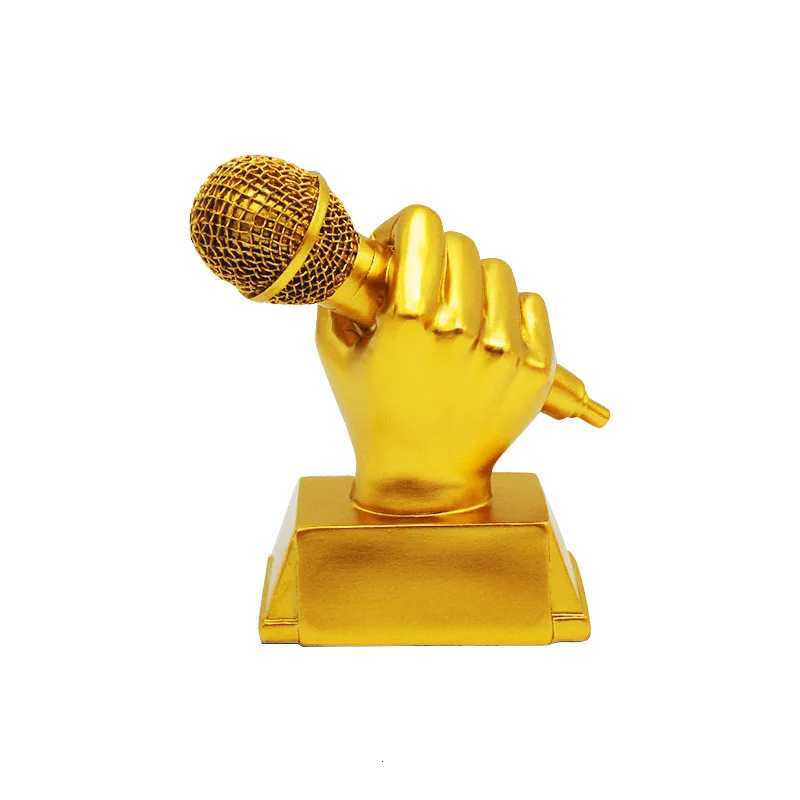 Golden Microphone Trophy Good Vo Trophy sic Award Cup Singing Cpetition Reward 1Pc Y251008