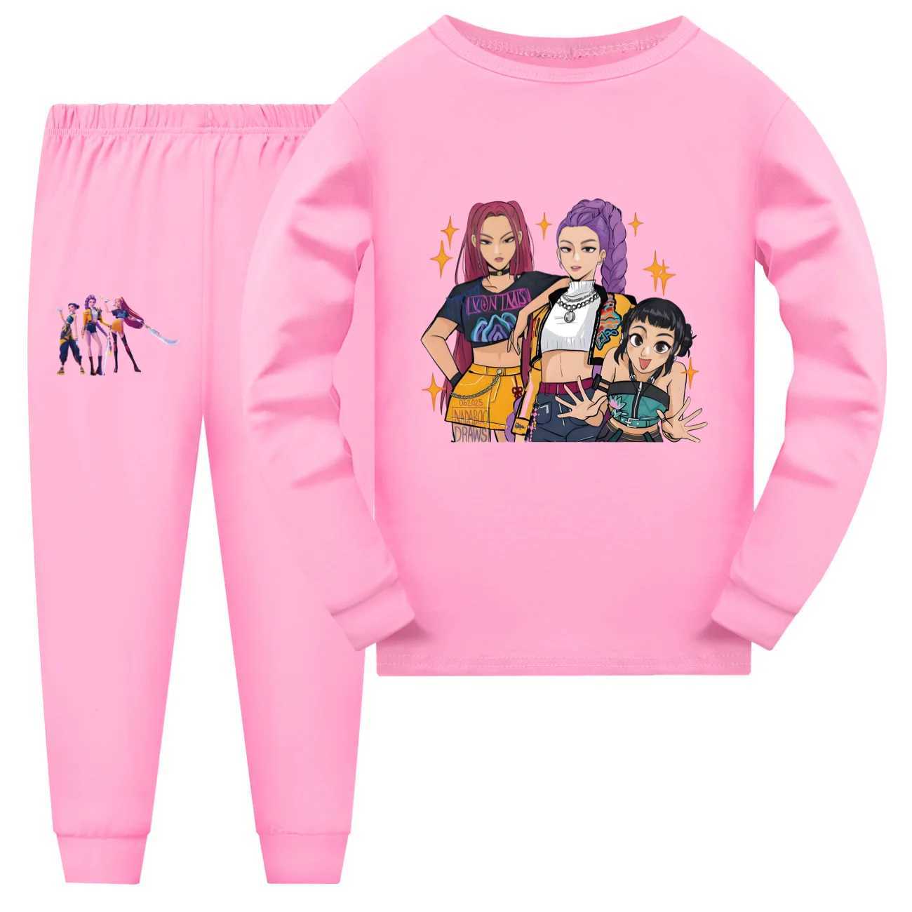 KPop Demon Hunters Huntrix Pyjamas Kids Pajamas Set Baby Girls Long Sleeve Tshirts Pants 2pcs Suit Child Sets Boy NightwearJ251008