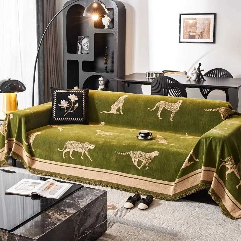 Chenille Sofa Towel Leopard Animal Anti Cat Scratch Furniture Protector Bedspread Sofa Towel Full Cover Blanket Sofa Towel Cloth Y251008