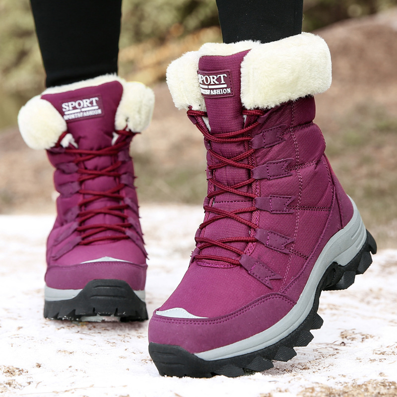 Winter Snow Boots Women Waterproof Suede Warm Plush NonSlip Rubber Skiing Hiking Shoes Stylish Winter Essential Causal Shoes 250916