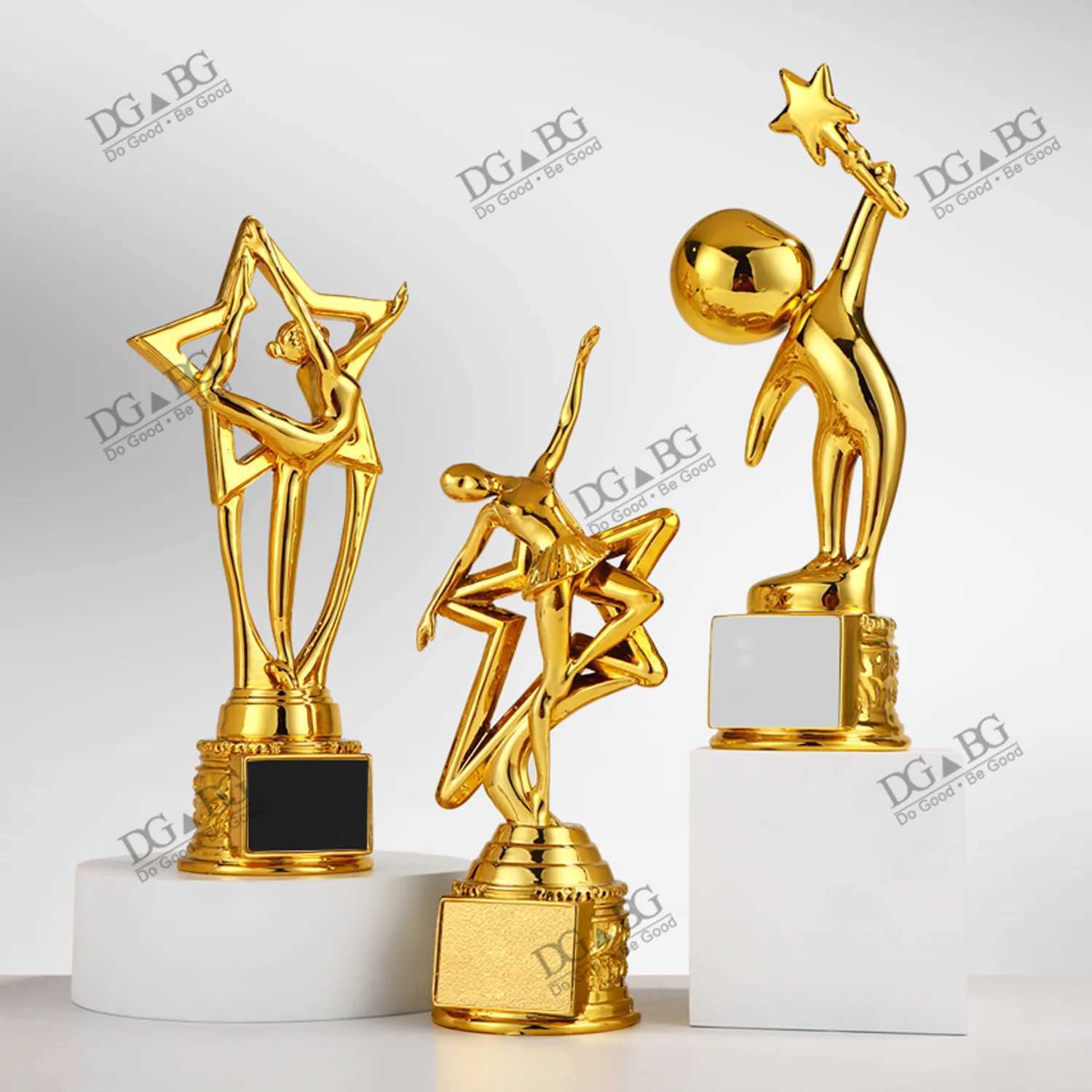 Cust Gold Resin Trophy for Childrens Performances featuring Figurines like Dancing Tree Singing Goddess suitable Y251008