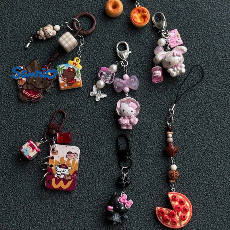 Sanrio Kawaii Anime Hellokittys Keychain Bag Phone Charm Keyring Pendant Cute Cartoon Goth Purse Decor DIY Handmade Jewelry Girls Gifts L251008