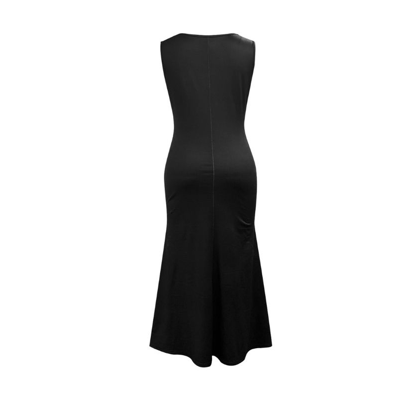 Women's Plus Size V-Neck Bodycon Dress Black White Abstract Circle Print Milk Silk Mermaid Dress 1XL-5XL Wholesale-YL25395