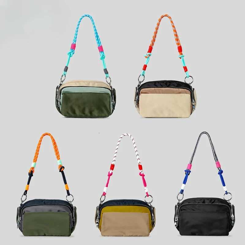 Waterproof Nylon Handbag Threecolor Rainbow Single Shoulder Crossbody Small Square BagT251007