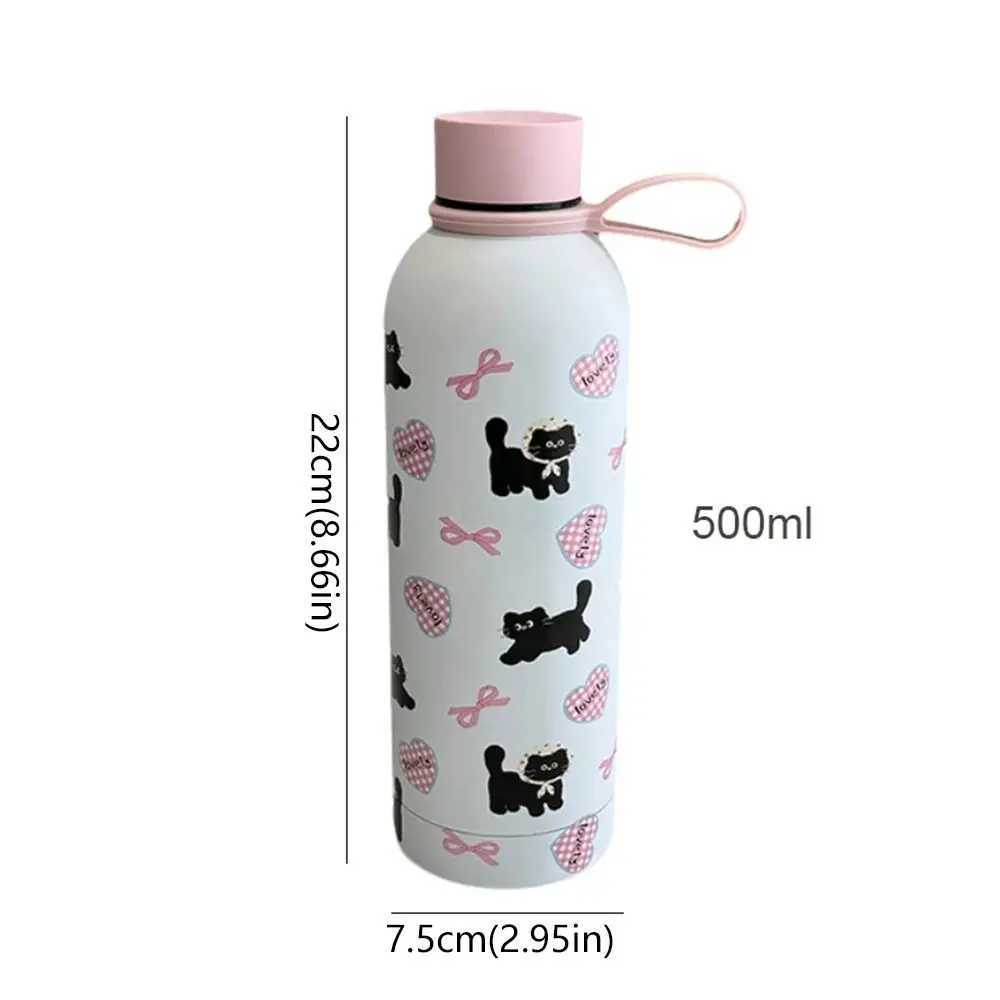 Portable Stainless Steel Bow Cat Thermal Cup Large Capacity Leakproof Coffee Cup 500ml Vacuum Insulated Cup Home Office C251008