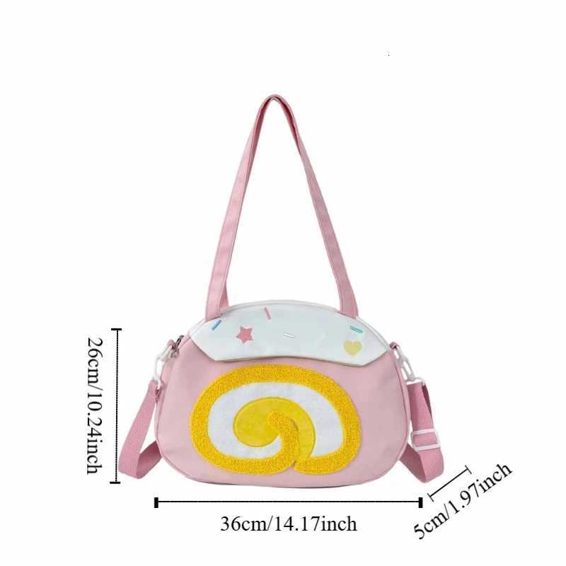 Creative Swiss Roll Strawberry Cake Bag Large Capacity Preppy Style Cartoon Shoulder Bag Plush Toy Doll Crossbody Bag LadyT251007