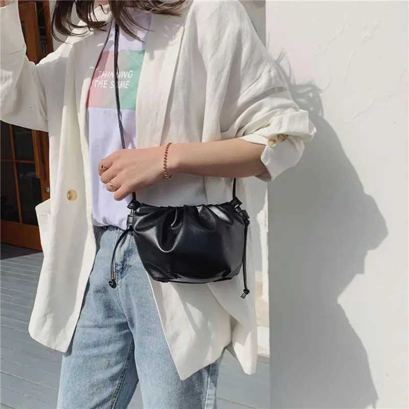 Women Single Shoulder Bag Fashion Solid Color Crossbody Bag Female Pleated Design Ladies Handbag Mini Cloud Bag For GirlT251007