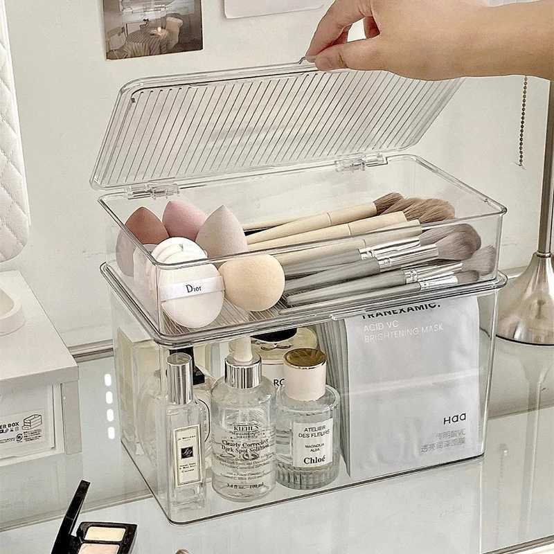 Desktop Storage Box Transparent Desk Stationery Hand Account Storage Box Large Capacity Drawer Cosmetic Organizer Box C251008