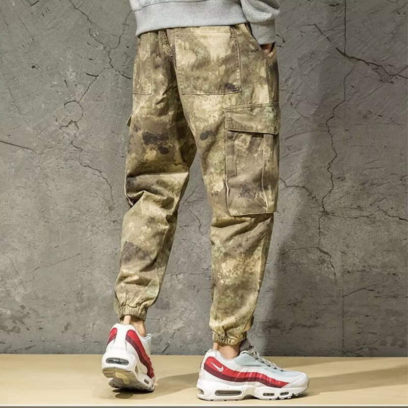 American Desert Camouflage Pocket Cargo Pants Men Spring Autumn High Street Hip Hop Jogger Wide Leg Casual Pants Trendy 201116