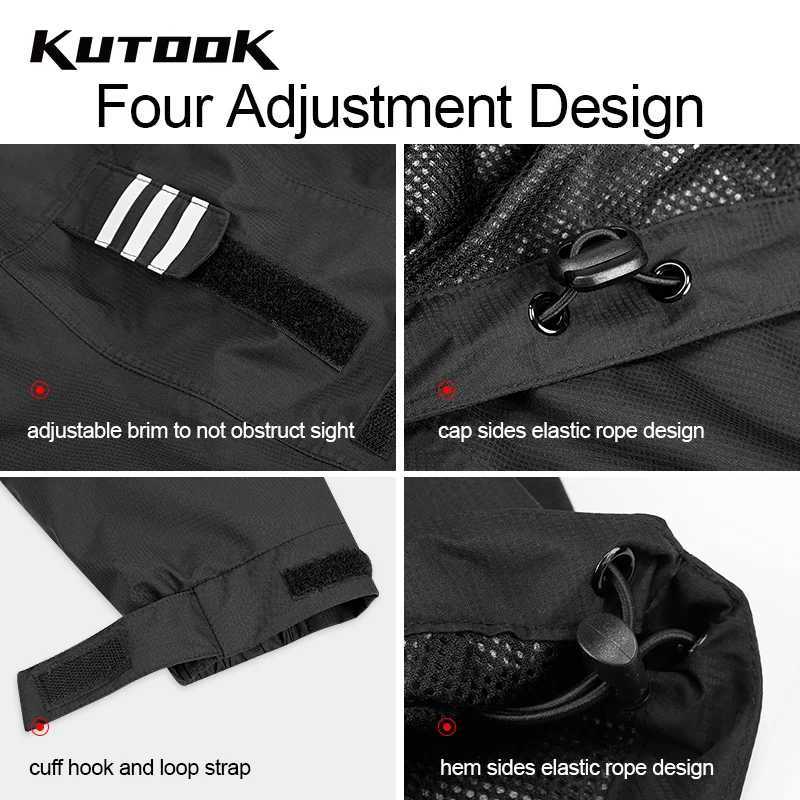 KUTOOK Cycling Raincoat Jacket Waterproof Mens Reflective Raincoat with Pockets Lightweight Breathable Long Sleeve Bike Riding J251008