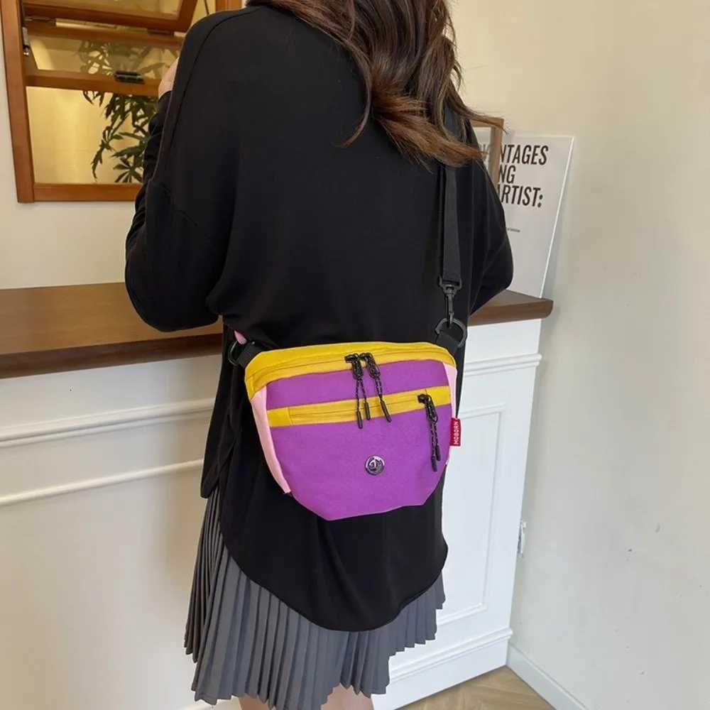 Japanese Style Color Contrast Phone Crossbody Bag Women Men Casual Sports Waist Bag Large Capacity Shoulder BagT251007