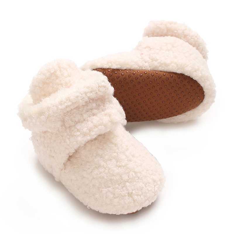 Newborn Baby Boy Girl Soft Fleece Booties Stay On Infant Slippers Socks Shoe Non Skid Gripper Toddler First Walkers Winter Ankle C251008