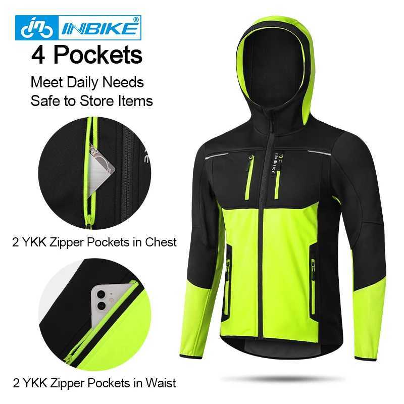 INBIKE Winter Mens Windbreaker Jacket Warm Polar Fleece Cycling Jackets With Pockets Waterproof Bicycle Jacket Clothing For Men J251008
