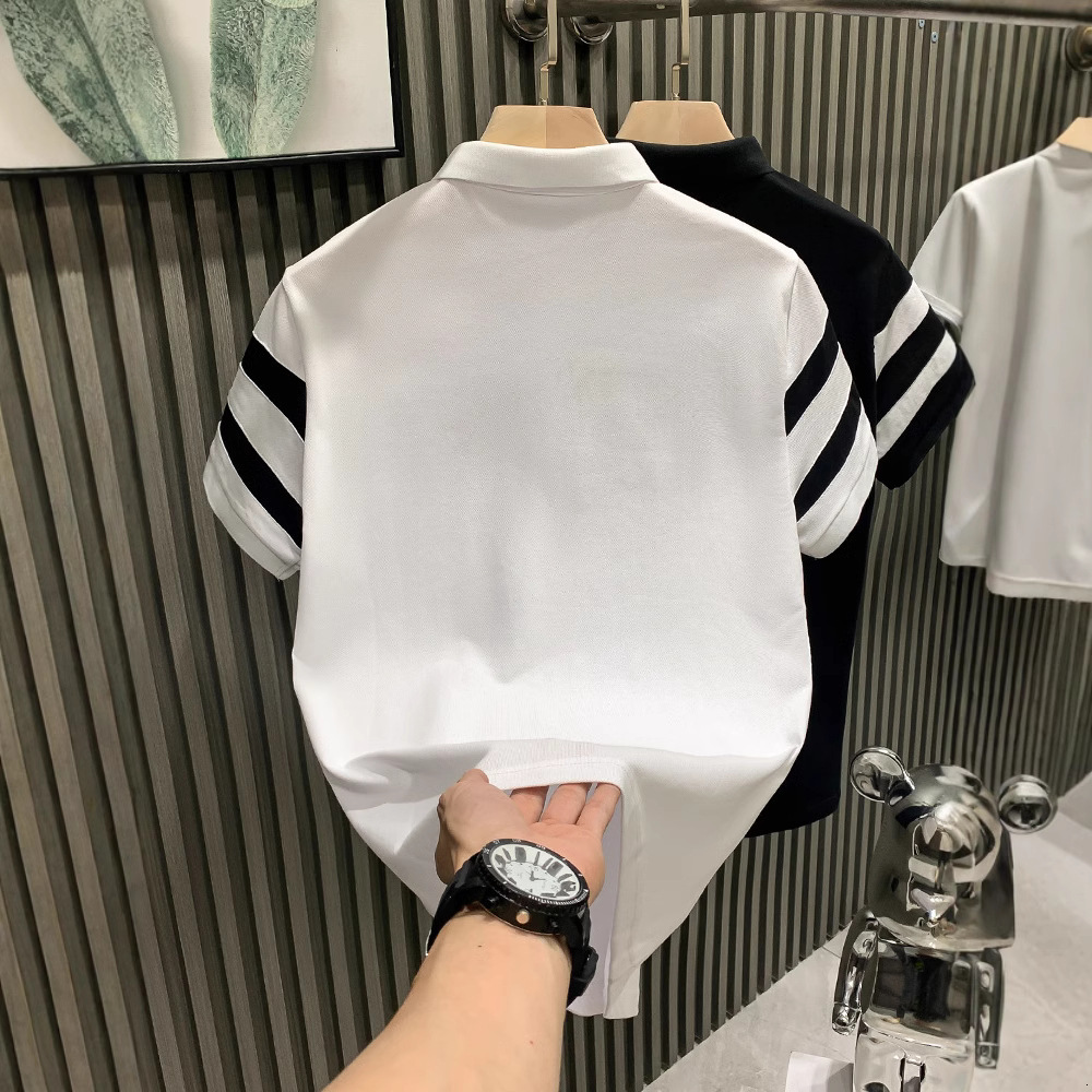 Men's Short Sleeve Polo Shirt 2025 Summer New Korean Style Designer Shirt Trendy Fashion High-end Feel Polo Turn-down Collar Casual Designer Hood
