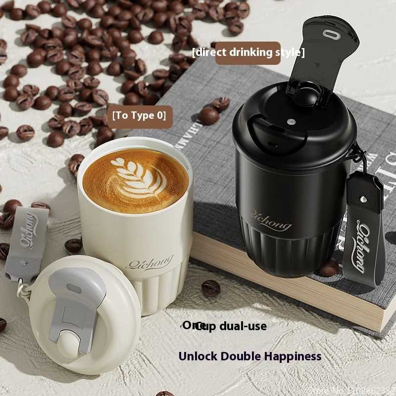 410ML Ceramic Liner Thermos Coffee Cup Travel Coffee Mug Vacuum Insulated Thermos For Coffee Thermal Cup Tumbler Christmas Gift C251008