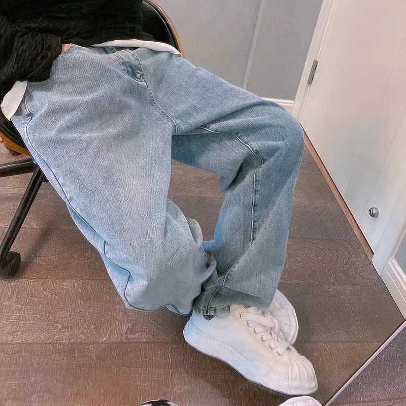 Hip Hop Harajuku Men Baggy Jeans Light Blue Straight Oversize Casual Wide Leg Denim Pants Streetwear Loose Korean Trousers Z251008