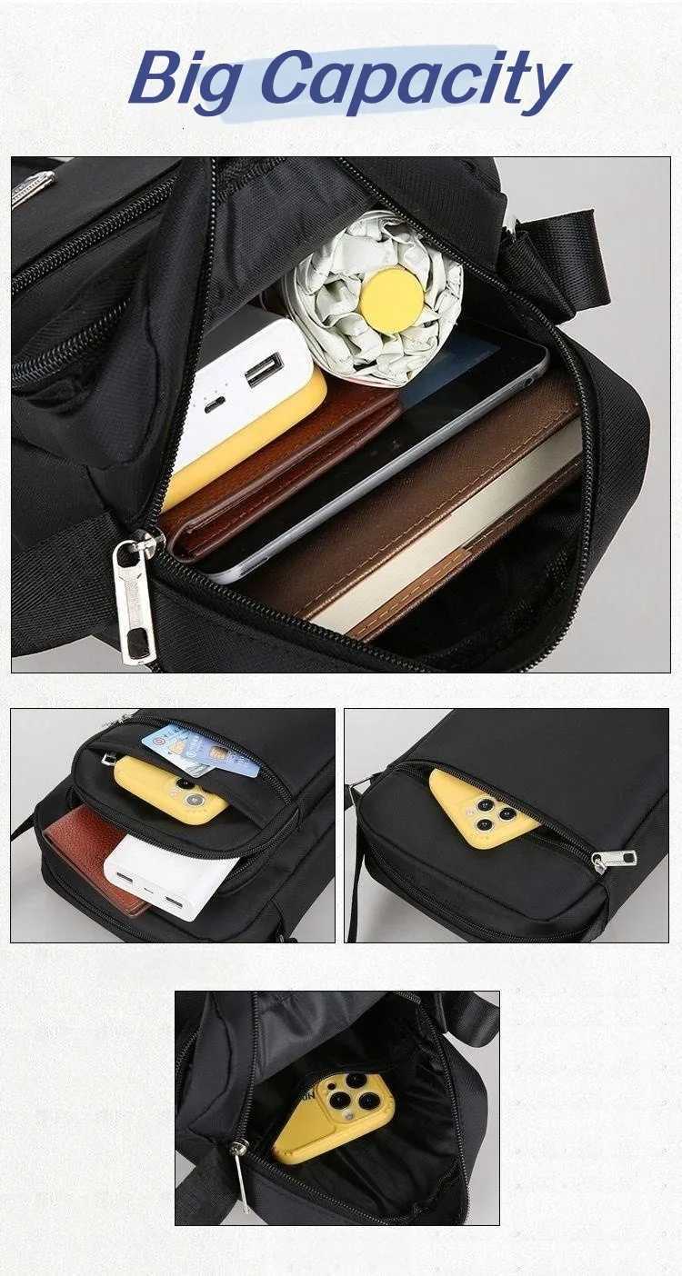 Waterproof Men Crossbody Bags Male Nylon Shoulder Bags Boy Messenger Bag Man Handbags For Travel Casual Large Satchel Grey BagsT251007