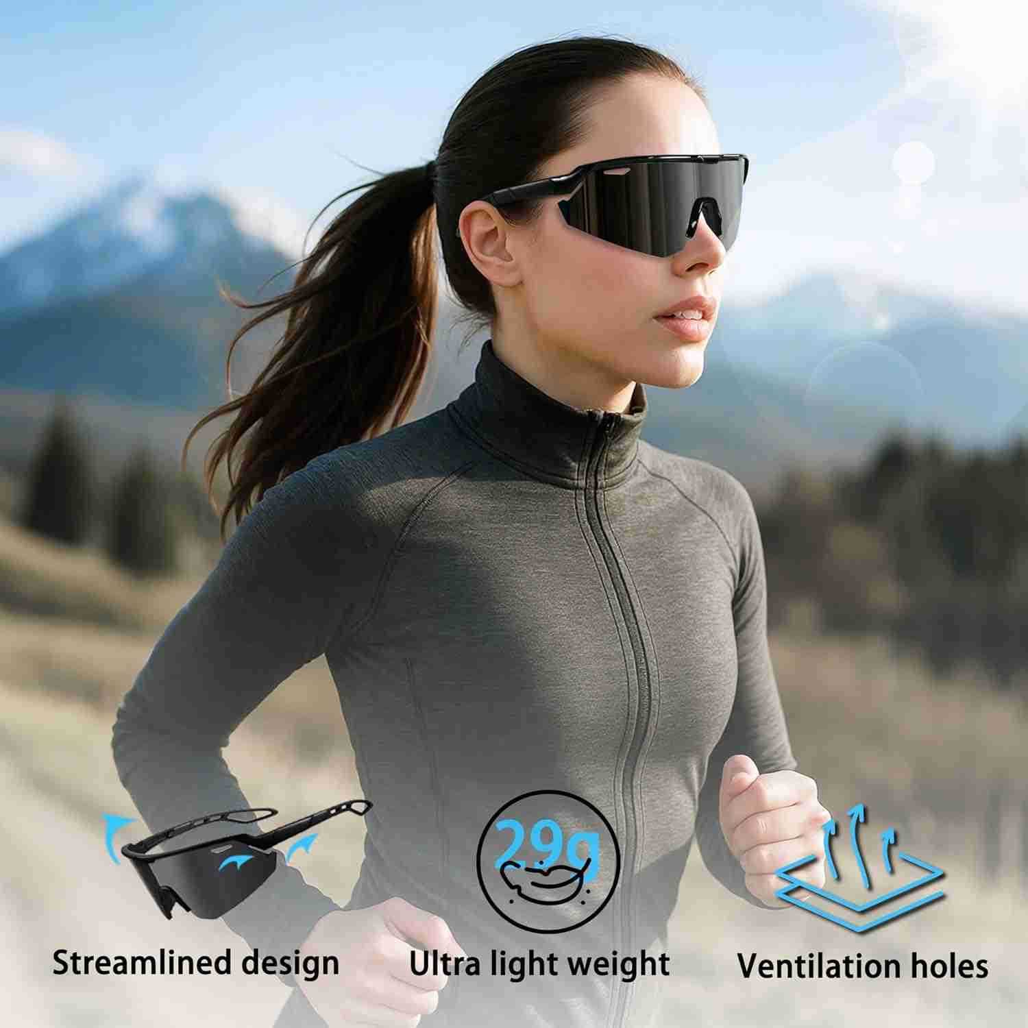 Polarized Sports Sunglasses for Men Women UV400 Protection Lightweight 24g for Running Cycling Baseball Fishing W251008