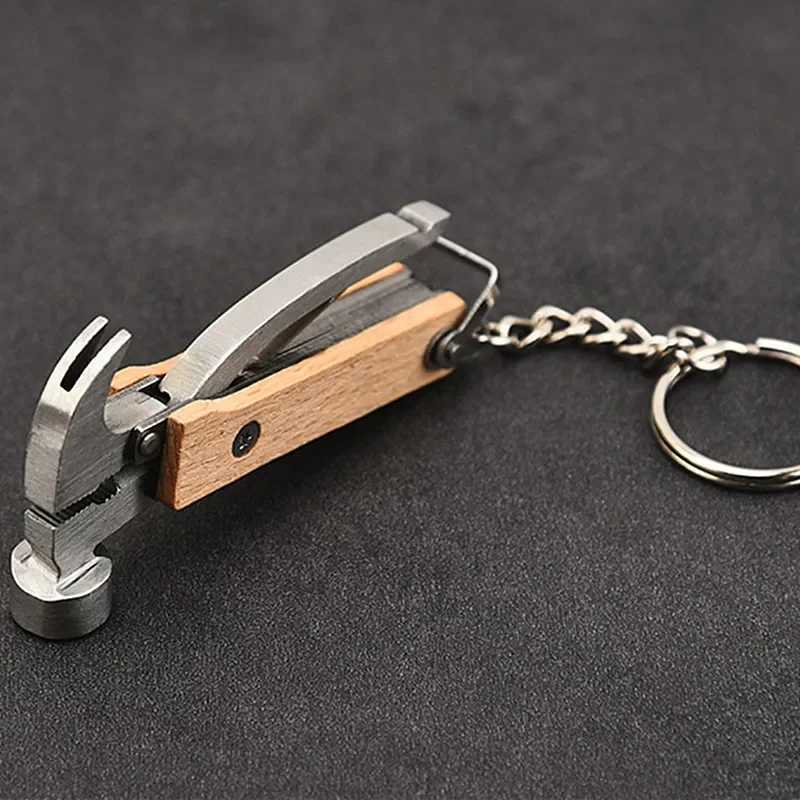 Multifunctional folding mini tool pliers with wooden handle Camping knife pliers Multipurpose outdoor mini claw hammer J251121