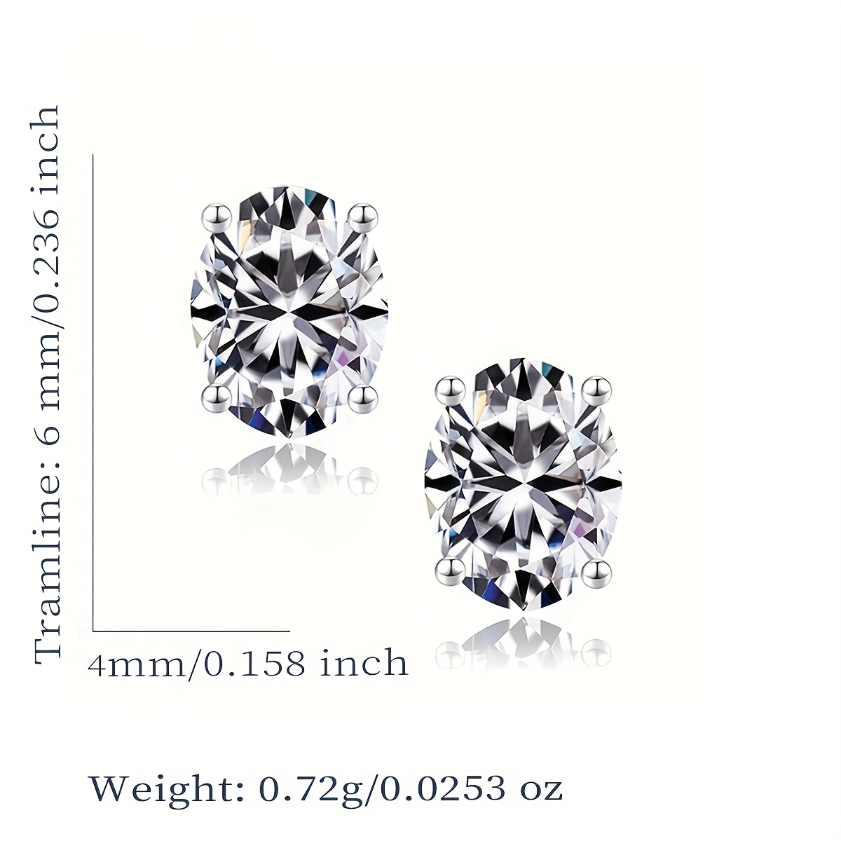 MT GRA 0.5ct *2 Oval Moissanite Earrings for Women D Color VVS1 Clarity Hypoallergenic 925 Sterling Silver Engagement & Wedding Fine Jewelry whit GRA 