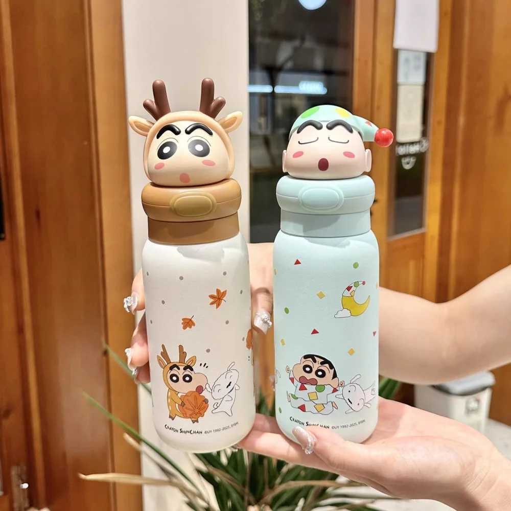 400Ml Anime Crayon ShinChan Thermos Cup Stainless Steel Vacuum Flask Cartoon Dolls Student Water Bottle Tumbler Girls Cups Gift C251008